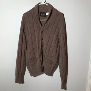 Northern Isles wool leather button up cardigan XL made in USA vintage unisex